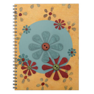 Country Button Flower Notebook Notizblock