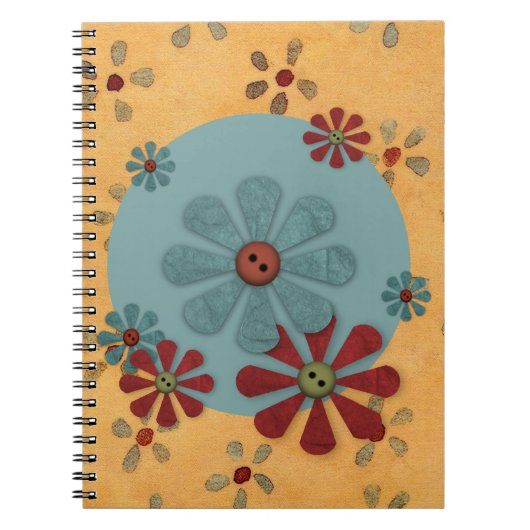Country Button Flower Notebook Notizblock (Vorderseite)