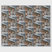 Country Cabin, Cute Kittens and Christmas Tree  Geschenkpapier (Flach)