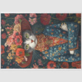 Country Calico Floral Cat Decoupage Seidenpapier (Vorderseite)