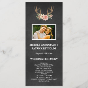 Country Chalkboard Deer Antler Hochzeitsprogramme Programm