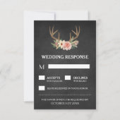Country Chalkboard Deer Antler Wedding RSVP Cards (Vorderseite)