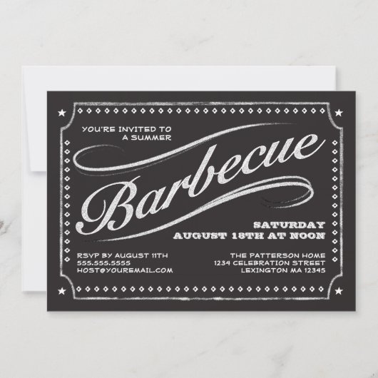 Country Chalkboard Summer Barbecue Einladung (Vorderseite)