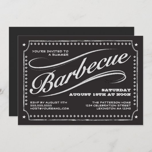Country Chalkboard Summer Barbecue Einladung (Vorne/Hinten)