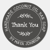 Country Charcoal Grey Handmade Vielen Dank Runder Aufkleber (Vorderseite)