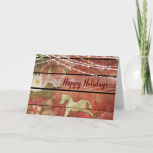 Country Charm Blume Rocking Horse Happy Holidays Feiertagskarte