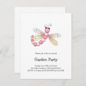 Country Cherries ・ Rosa und Aprikose Dragonfly. Einladung (Vorne/Hinten)