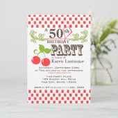 Country Cherry Birthday Einladung (Stehend Vorderseite)