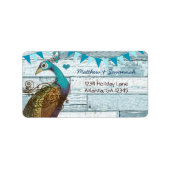 Country Chic Aqua Bunting Vintag Peacock Adressaufkleber (Vorne)
