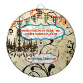 Country Chic Aqua Bunting Vintager Kronleuchter Dartscheibe (vorne)