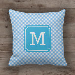 Country Chic Baby Blue Gingham Name Monogram Kissen<br><div class="desc">Dieses mit Monogramm Kissen zeichnet sich durch ein Baby-Blue Gingham-Muster aus. Es ist perfekt für einen Country-Chic oder schäbig und schicke Suche nach Ihrem Zuhause oder Studentenzimmer. Personalisieren Sie es, indem Sie den Platzhalter-Text ersetzen. Für weitere Optionen, wie zum Beispiel den Schriftart zu ändern und seine Größe, klicken Sie auf...</div>