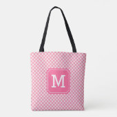 Country Chic Baby Pink Gingham Monogramm Tasche (Rückseite)