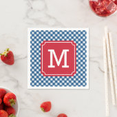 Country Chic Blue Gingham Personalize Monogram Serviette (Beispiel)