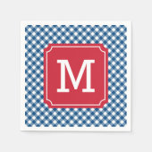 Country Chic Blue Gingham Personalize Monogram Serviette (Vorderseite)