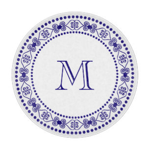 Country Chic Blue Monogram Schneidebrett