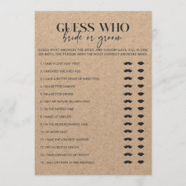 Country Chic Brautparty Bridge oder Groom Game
