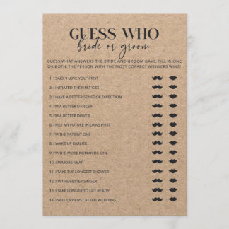 Country Chic Brautparty Bridge oder Groom Game