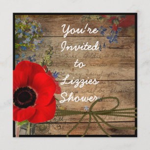 Country CHIC Brautparty Mohn BLUME Einladung