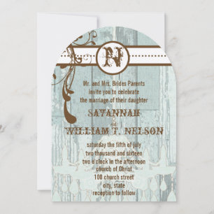 Country Chic Chocolate Mint Rustic Barn Wood Einladung