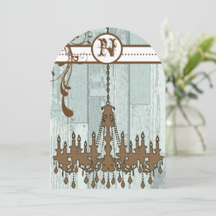 Country Chic Chocolate Mint Rustic Barn Wood Einladung