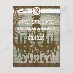 Country Chic Chocolate Minze Rustikal Save the Dat Ankündigungspostkarte