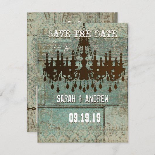 Country Chic Chocolate Minze Rustikal Save the Dat Ankündigungspostkarte (Vorne/Hinten)