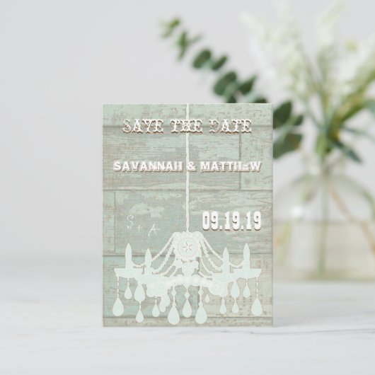 Country Chic Chocolate Minze Rustikal Save the Dat Ankündigungspostkarte (Stehend Vorderseite)