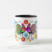 Country Chic farbenfrohe Rooster Muster Tasse (Zentrum)