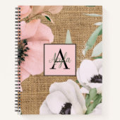 Country Chic Floral Burlap Monogram Notizblock (Vorderseite)