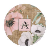 Country Chic Floral Burlap Monogram Schneidebrett (Vorderseite)
