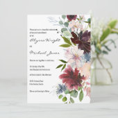 Country chic gold burgundy pink floral Wedding Einladung (Stehend Vorderseite)