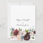 Country chic gold burgundy pink floral Wedding Einladung (Rückseite)
