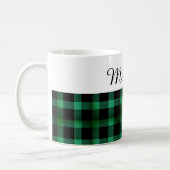 Country Chic Green Black Kariert Individuelle Name Kaffeetasse (Links)