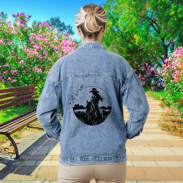 Country Chic Horse Cowgirl Western Black Logo Jeansjacke