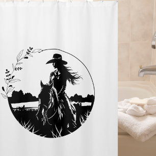 Country Chic Horse Cowgirl Western Reittier Duschvorhang