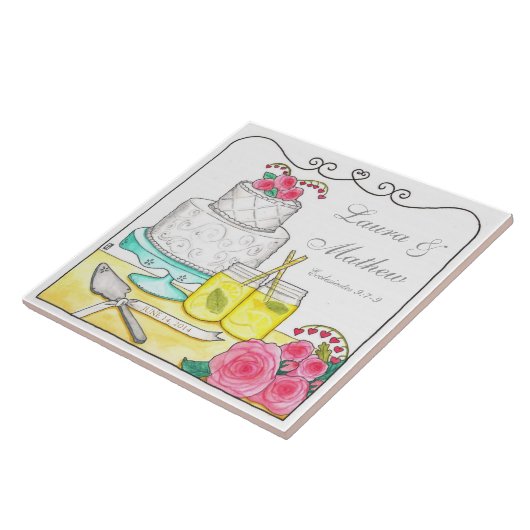 Country Chic individuell anpassbare Hochzeitszange Fliese (Seite)