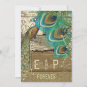 Country Chic Jagdpfau Vintages altes Holz Einladung (Rückseite)