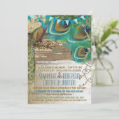 Country Chic Jagdpfau Vintages altes Holz Einladung (Stehend Vorderseite)