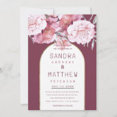 Country chic mint malve pink goldfarbene Blumenhoc Einladung (Vorderseite)