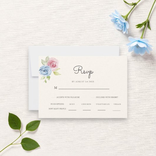 Country chic pastel and cream  Wedding RSVP  Karte
