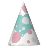 Country Chic Pink & Blue Hearts Polka Dot Sparkle Partyhütchen (Vorderseite)