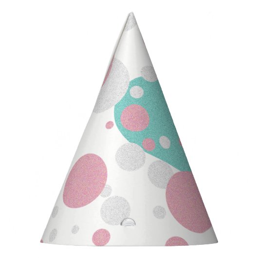 Country Chic Pink & Blue Hearts Polka Dot Sparkle Partyhütchen (Links)