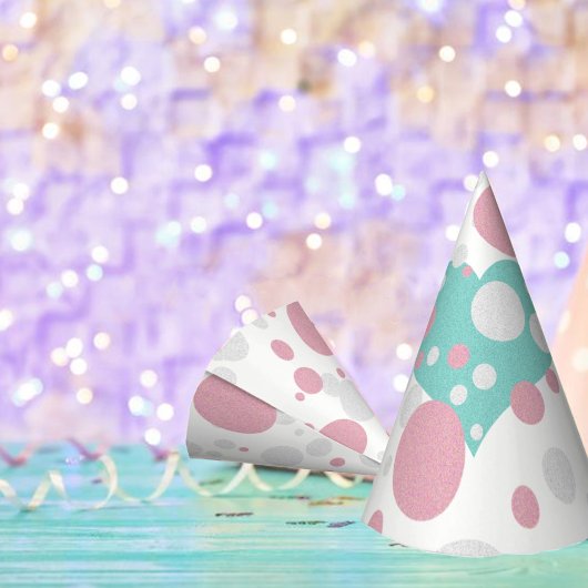 Country Chic Pink & Blue Hearts Polka Dot Sparkle Partyhütchen