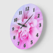 Country Chic Pink Dreamy Dhalia Clock Große Wanduhr (Winkel)