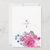 Country chic pink lila blauen Blumen Thema Hochzei Einladung (Rückseite)