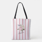 Country Chic Rosa Streifen Rose Bouquet Mit Monogr Tasche (Rückseite)