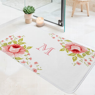 Country Chic Roses Corner Motif Monogramm Badematte