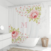 Country Chic Roses Corner Motif Monogramm Duschvorhang