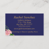 Country Chic Roses Roses Floral Navy Streifen Visitenkarte (Rückseite)