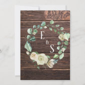 Country Chic Rustic Holz Weiße Flora Wasserfarbe Einladung (Rückseite)